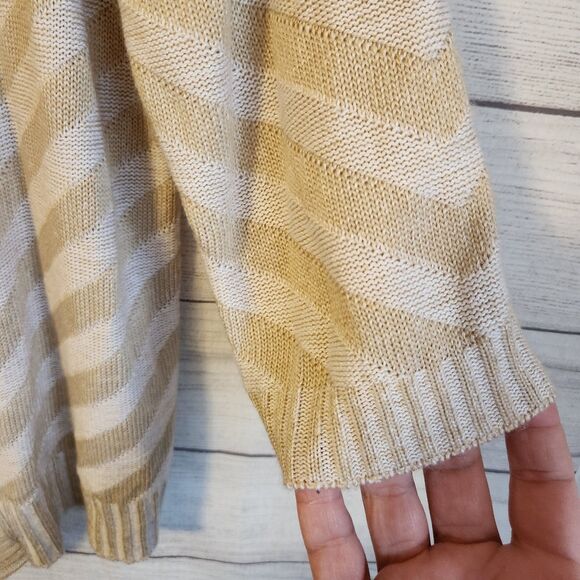 Notations XL petite cream striped 3/4 sleeve cardigan - Picture 2 of 7